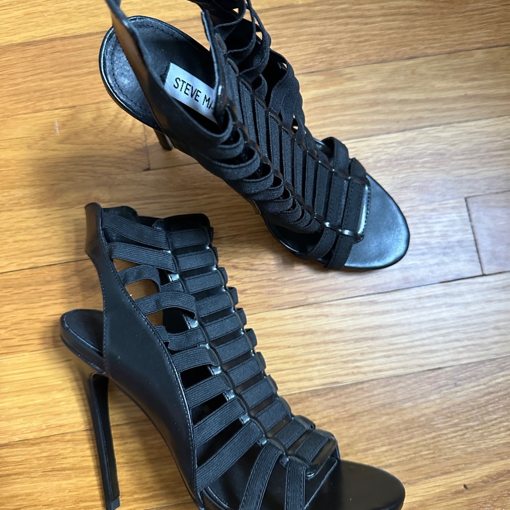 Steve Madden Black Caged Heels